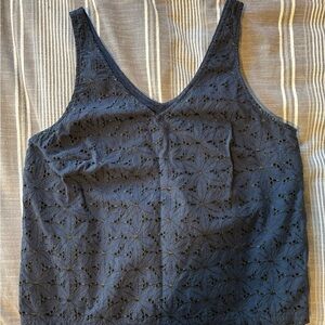 Stylish Navy Eyelet Tank Top